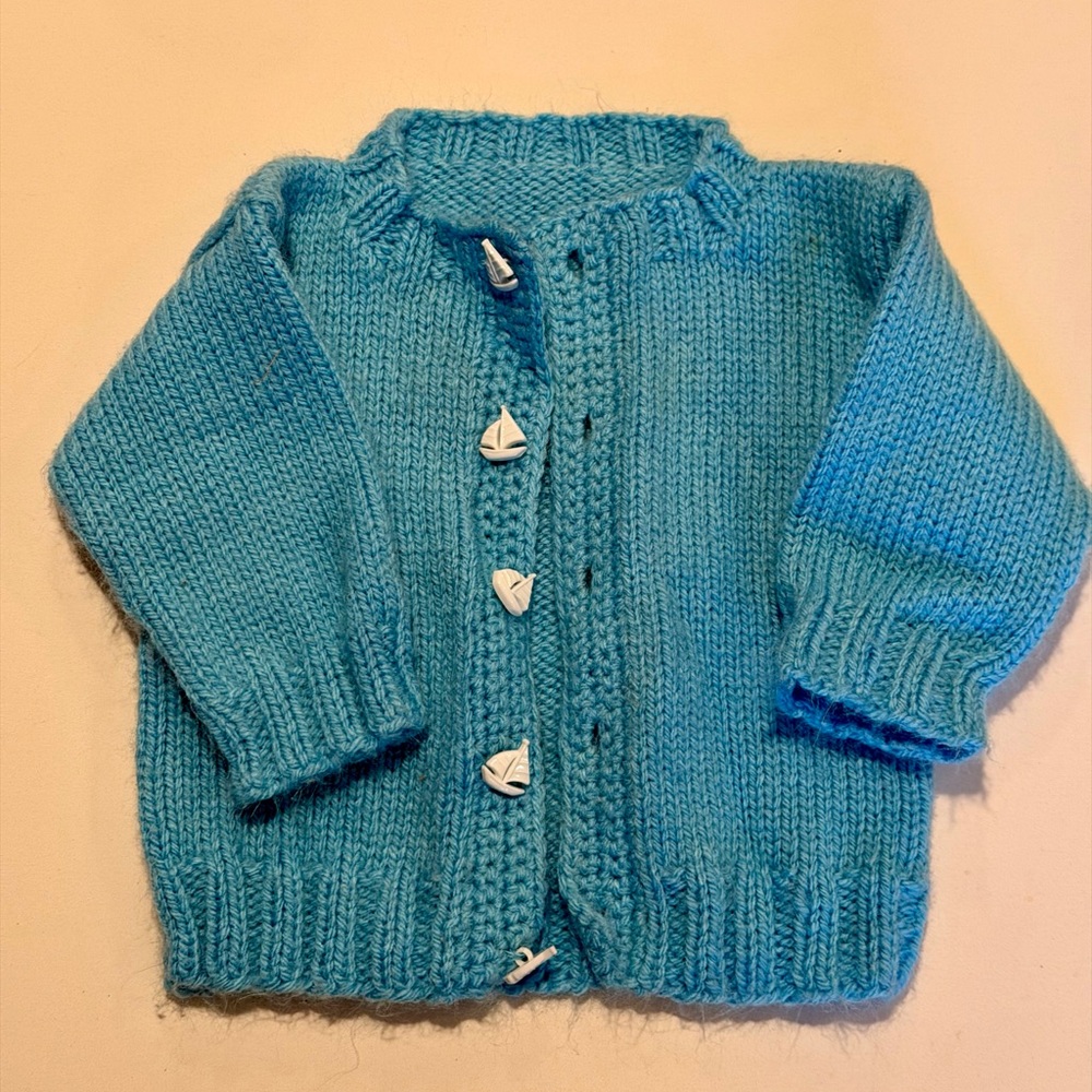 Cozy Blue Knit Kids Cardigan